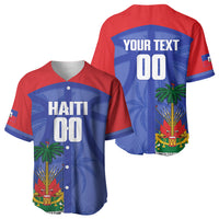 Haiti Basketball Custom Baseball Jersey Ayiti Coat Of Arms Blue Sporty Style
