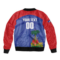 Haiti Basketball Custom Bomber Jacket Ayiti Coat Of Arms Blue Sporty Style