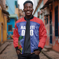 Haiti Basketball Custom Bomber Jacket Ayiti Coat Of Arms Blue Sporty Style
