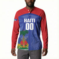 Haiti Basketball Custom Button Sweatshirt Ayiti Coat Of Arms Blue Sporty Style