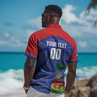 Haiti Basketball Custom Hawaiian Shirt Ayiti Coat Of Arms Blue Sporty Style