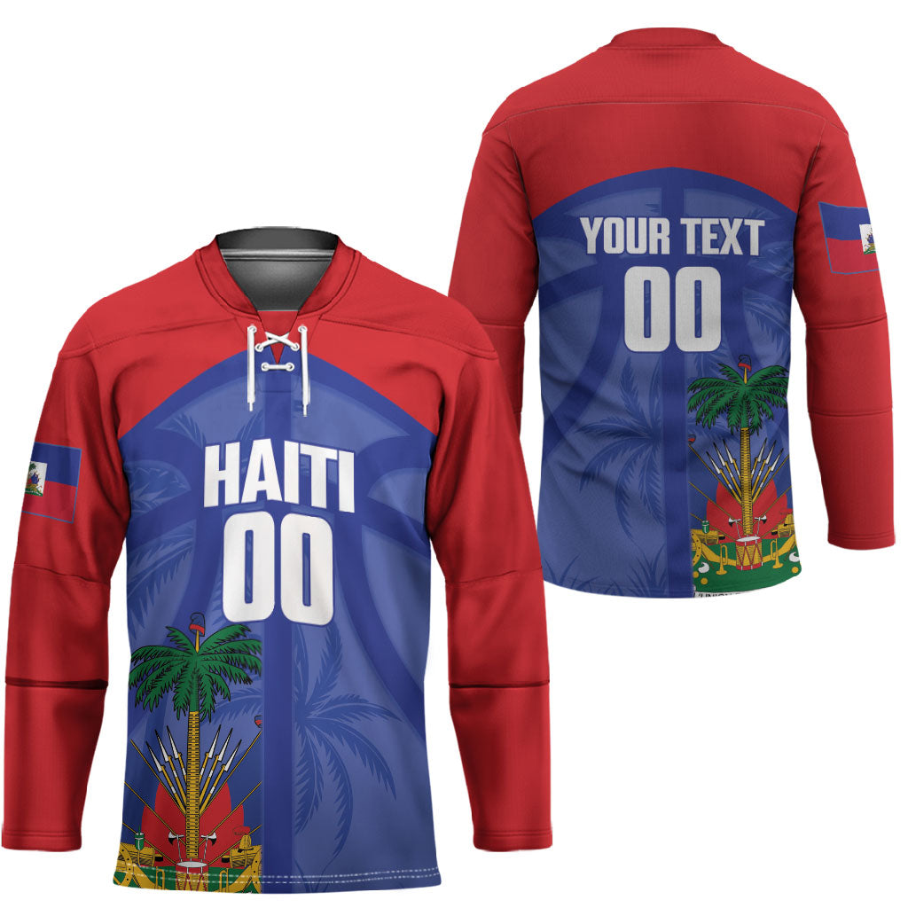 Haiti Basketball Custom Hockey Jersey Ayiti Coat Of Arms Blue Sporty Style