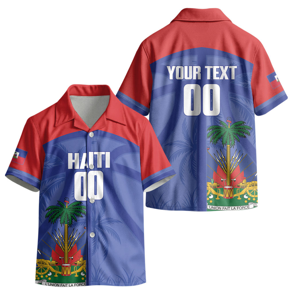 Haiti Basketball Custom Kid Hawaiian Shirt Ayiti Coat Of Arms Blue Sporty Style