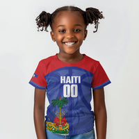 Haiti Basketball Custom Kid T shirt Ayiti Coat Of Arms Blue Sporty Style