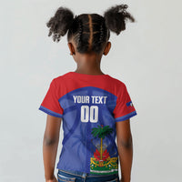 Haiti Basketball Custom Kid T shirt Ayiti Coat Of Arms Blue Sporty Style