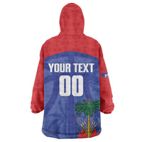 Haiti Basketball Custom Kid Wearable Blanket Hoodie Ayiti Coat Of Arms Blue Sporty Style
