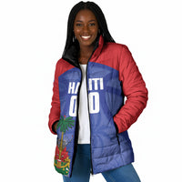Haiti Basketball Custom Padded Jacket Ayiti Coat Of Arms Blue Sporty Style
