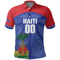 Haiti Basketball Custom Polo Shirt Ayiti Coat Of Arms Blue Sporty Style