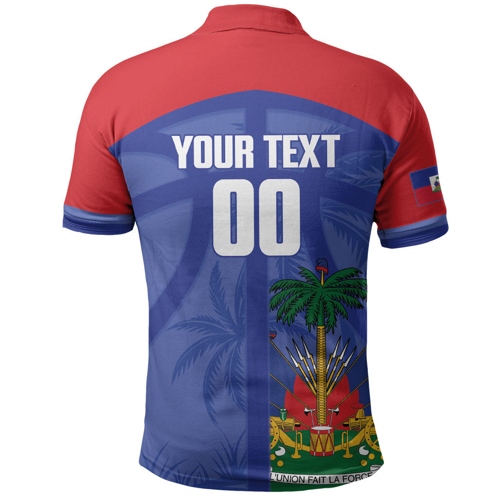 Haiti Basketball Custom Polo Shirt Ayiti Coat Of Arms Blue Sporty Style