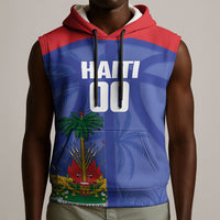 Haiti Basketball Custom Sleeveless Hoodie Ayiti Coat Of Arms Blue Sporty Style