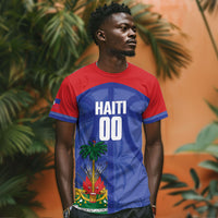 Haiti Basketball Custom T shirt Ayiti Coat Of Arms Blue Sporty Style
