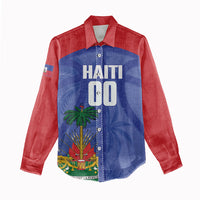 Haiti Basketball Custom Women Casual Shirt Ayiti Coat Of Arms Blue Sporty Style