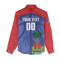 Haiti Basketball Custom Women Casual Shirt Ayiti Coat Of Arms Blue Sporty Style