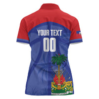Haiti Basketball Custom Women Polo Shirt Ayiti Coat Of Arms Blue Sporty Style