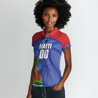 Haiti Basketball Custom Women Polo Shirt Ayiti Coat Of Arms Blue Sporty Style