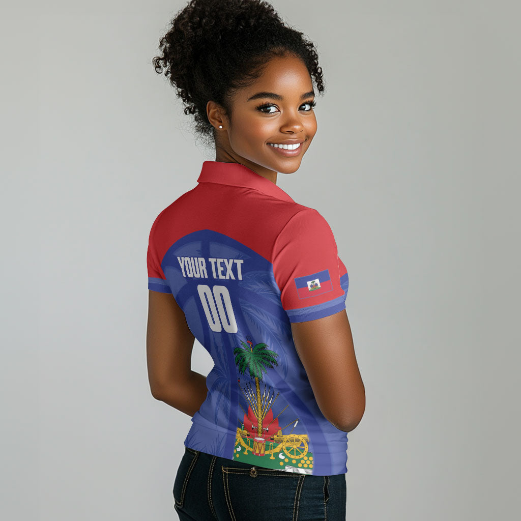 Haiti Basketball Custom Women Polo Shirt Ayiti Coat Of Arms Blue Sporty Style