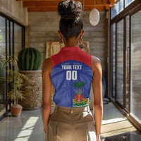 Haiti Basketball Custom Women Sleeveless Polo Shirt Ayiti Coat Of Arms Blue Sporty Style
