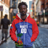 Haiti Basketball Custom Zip Hoodie Ayiti Coat Of Arms Blue Sporty Style
