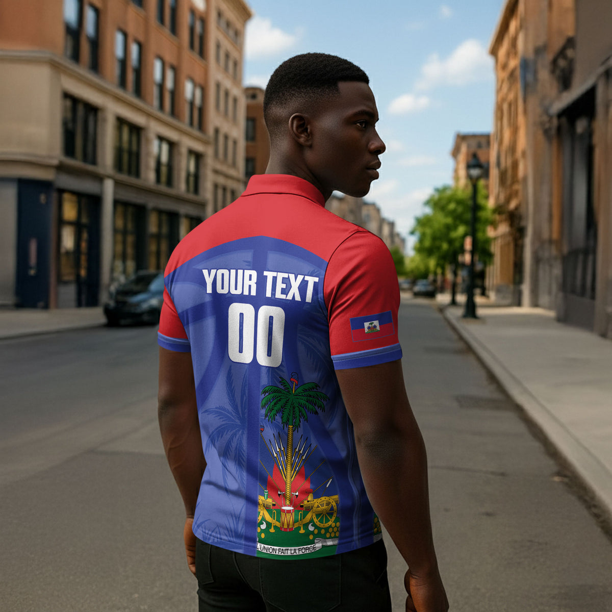 Haiti Basketball Custom Zipper Polo Shirt Ayiti Coat Of Arms Blue Sporty Style