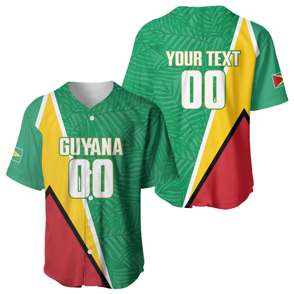 Guyana Basketball Custom Baseball Jersey Tropical Leaves Flag Style