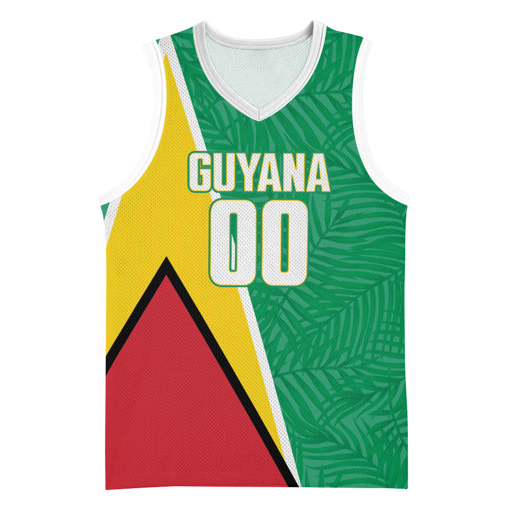 Guyana Basketball Custom Basketball Jersey Tropical Leaves Flag Style