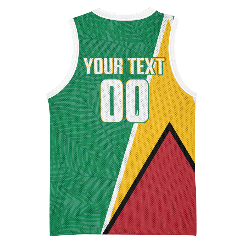 Guyana Basketball Custom Basketball Jersey Tropical Leaves Flag Style