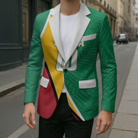 Guyana Basketball Custom Blazer Tropical Leaves Flag Style