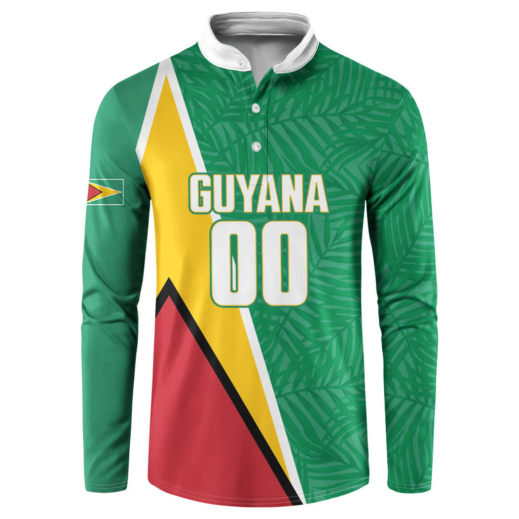 Guyana Basketball Custom Button Sweatshirt Tropical Leaves Flag Style