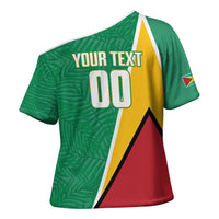 Guyana Basketball Custom Cross Shoulder Shirt Tropical Leaves Flag Style