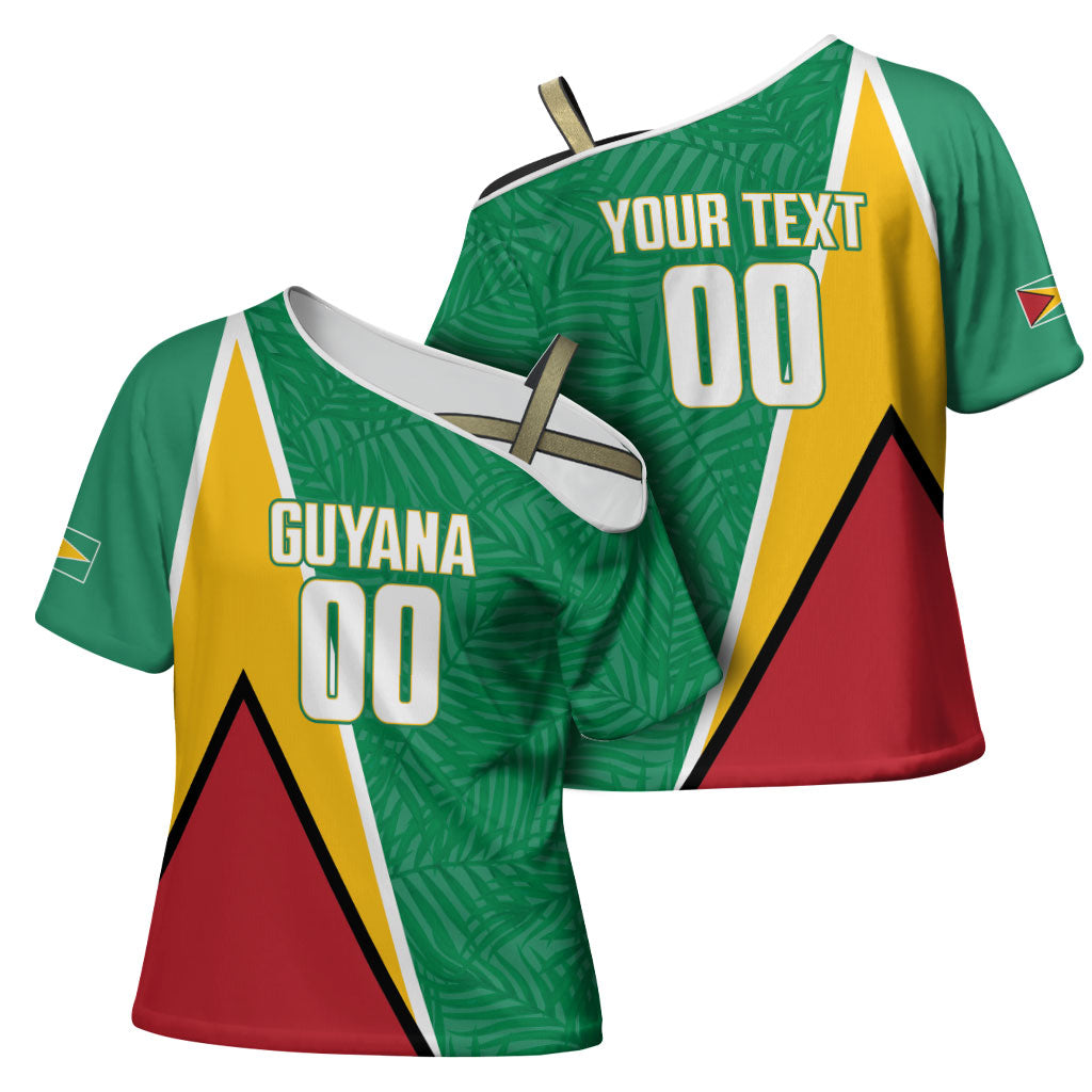 Guyana Basketball Custom Cross Shoulder Shirt Tropical Leaves Flag Style