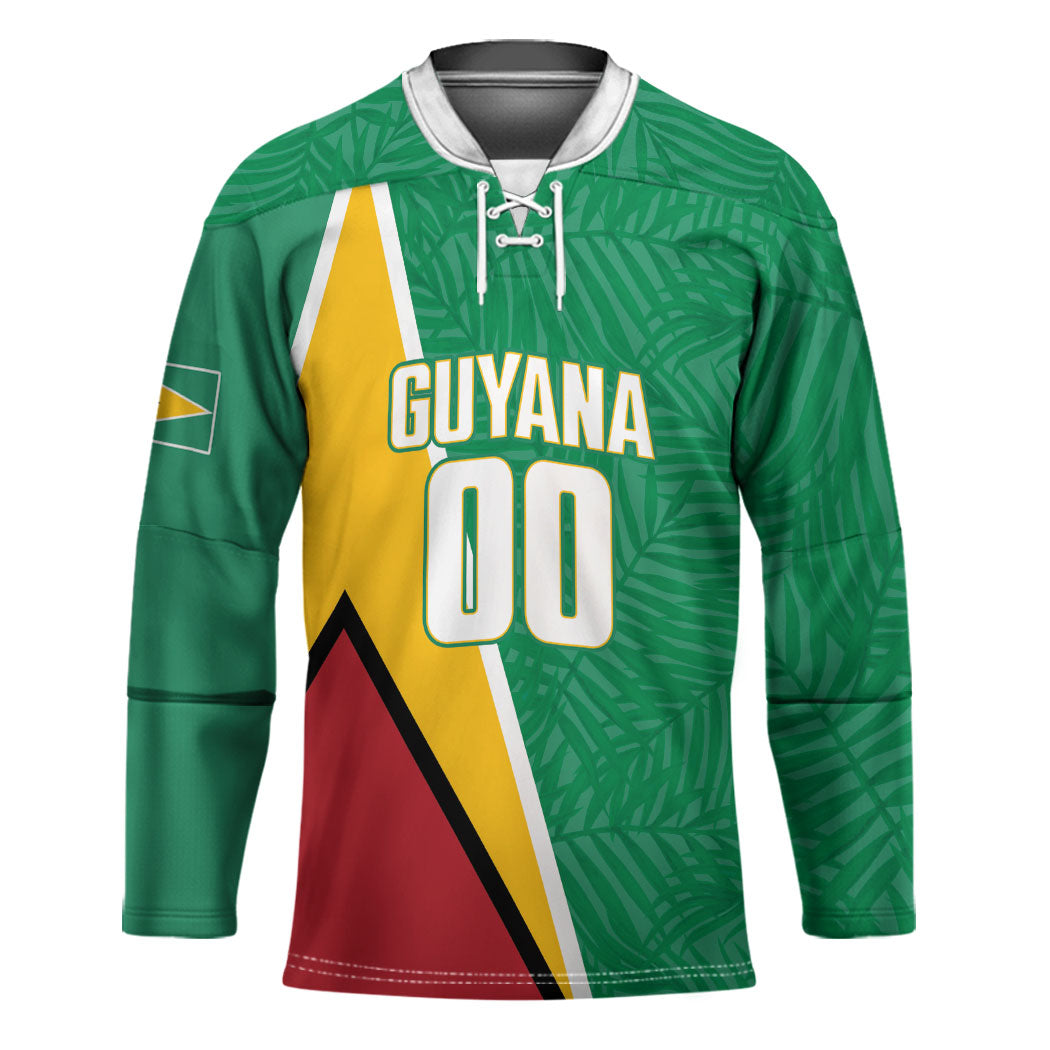 Guyana Basketball Custom Hockey Jersey Tropical Leaves Flag Style