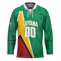 Guyana Basketball Custom Hockey Jersey Tropical Leaves Flag Style