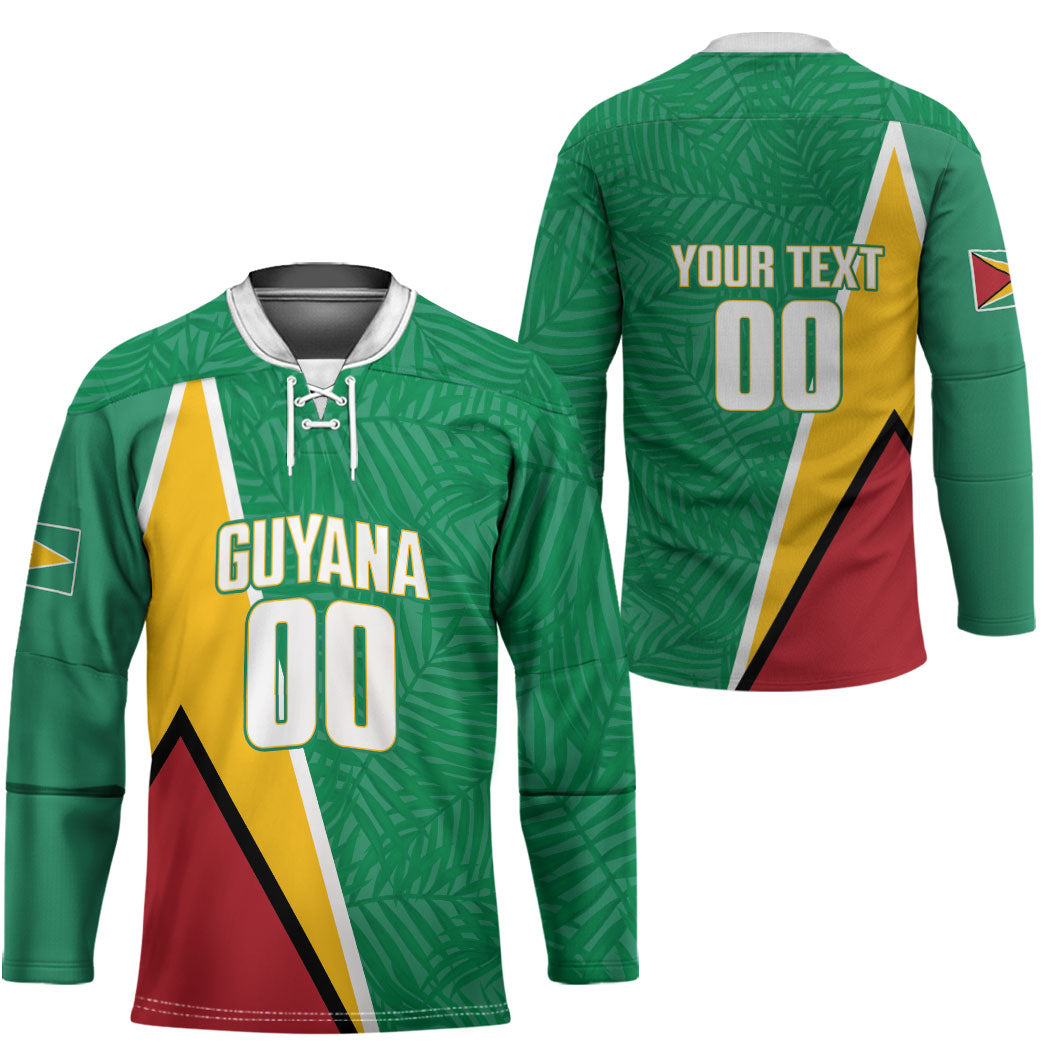 Guyana Basketball Custom Hockey Jersey Tropical Leaves Flag Style