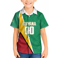 Guyana Basketball Custom Kid Hawaiian Shirt Tropical Leaves Flag Style