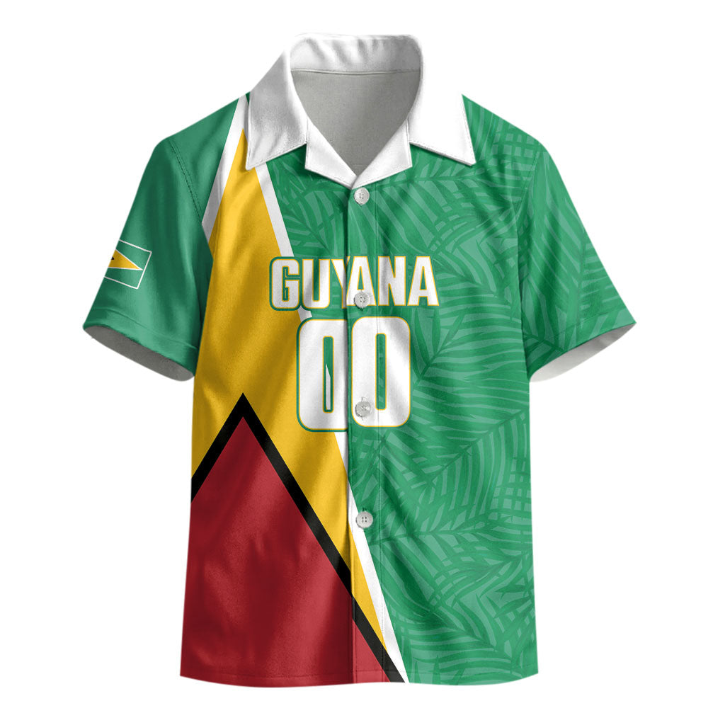 Guyana Basketball Custom Kid Hawaiian Shirt Tropical Leaves Flag Style
