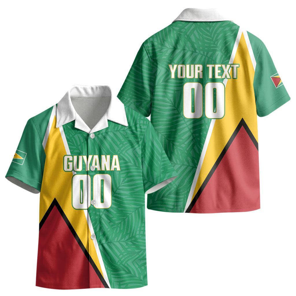 Guyana Basketball Custom Kid Hawaiian Shirt Tropical Leaves Flag Style