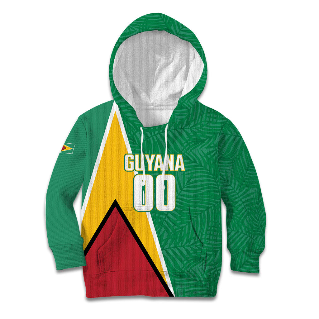 Guyana Basketball Custom Kid Hoodie Tropical Leaves Flag Style