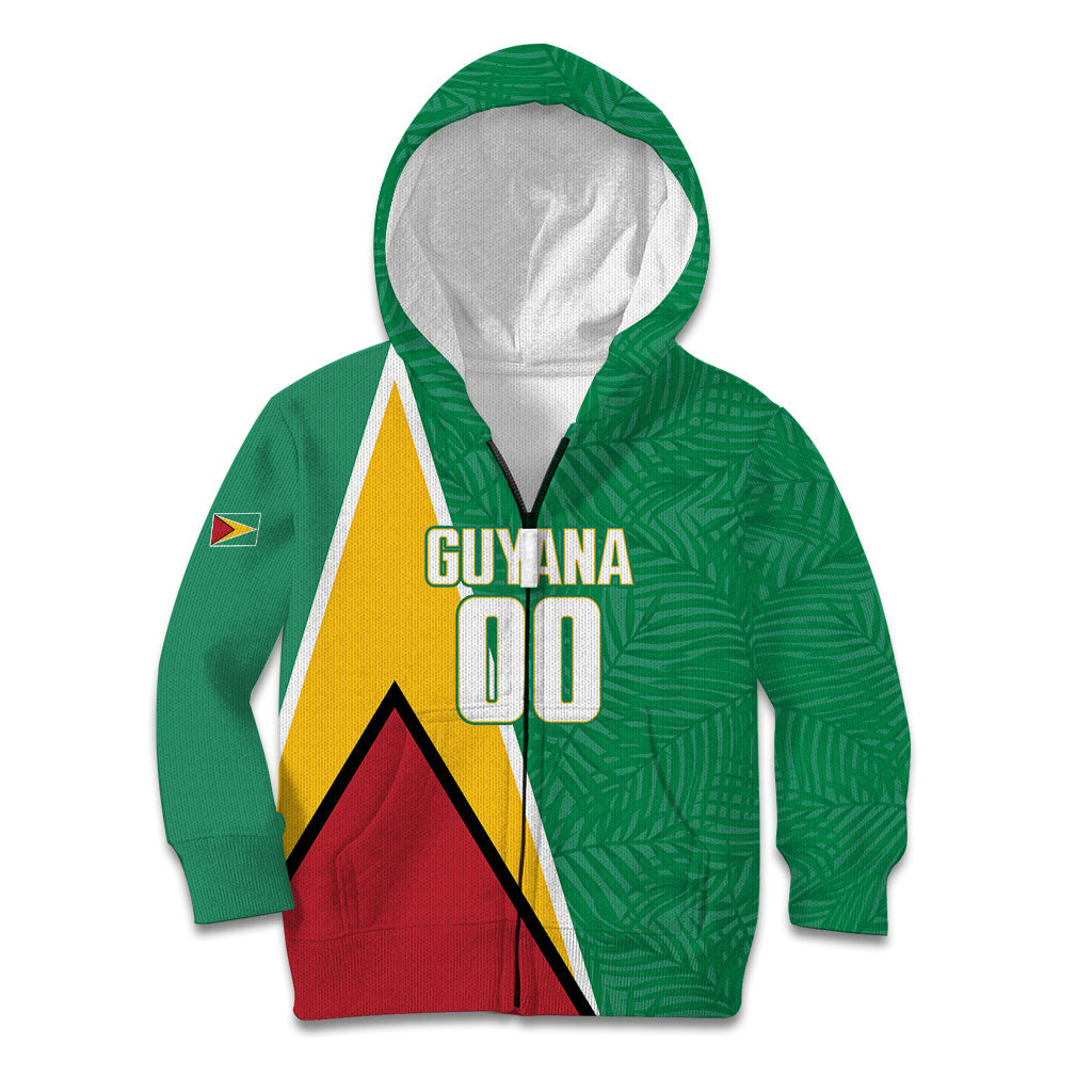 Guyana Basketball Custom Kid Hoodie Tropical Leaves Flag Style