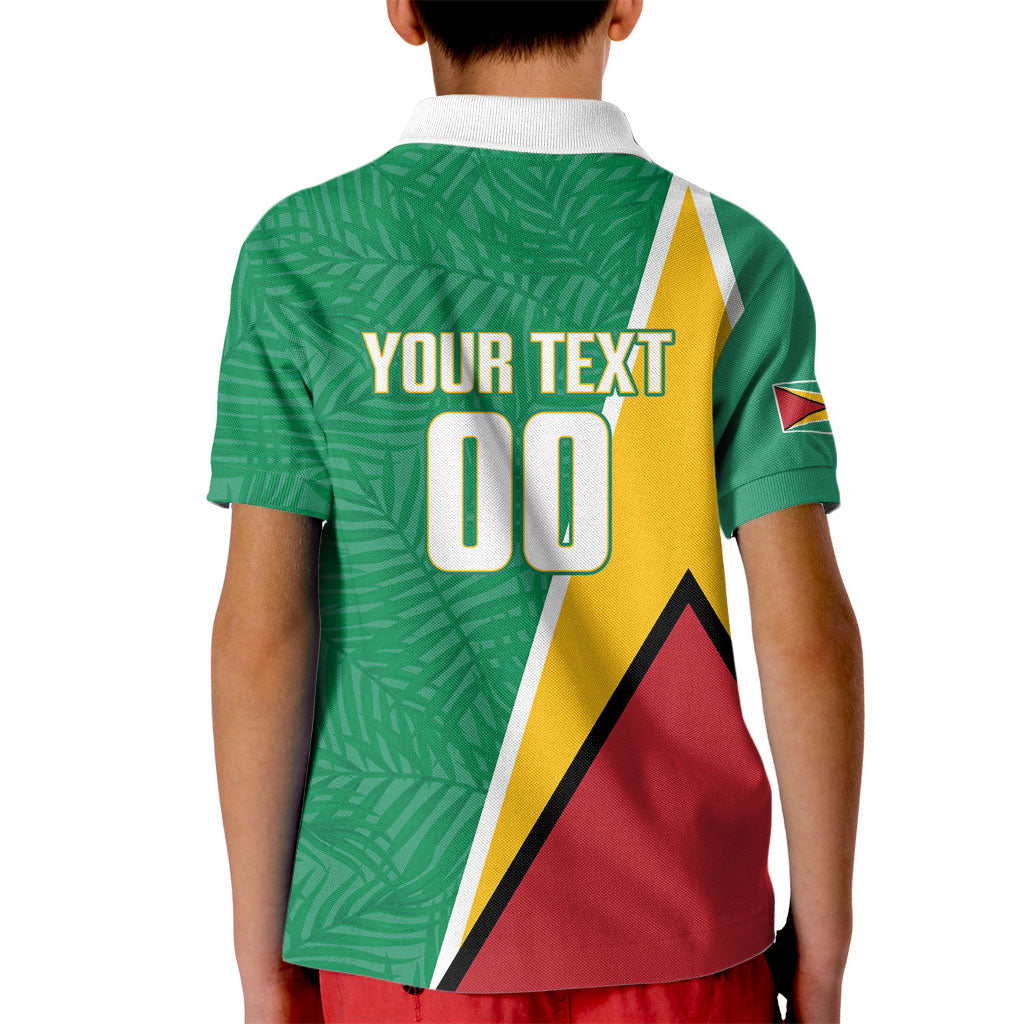 Guyana Basketball Custom Kid Polo Shirt Tropical Leaves Flag Style