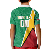 Guyana Basketball Custom Kid Polo Shirt Tropical Leaves Flag Style