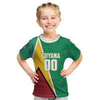 Guyana Basketball Custom Kid T Shirt Tropical Leaves Flag Style
