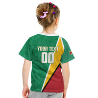 Guyana Basketball Custom Kid T Shirt Tropical Leaves Flag Style