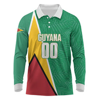 Guyana Basketball Custom Long Sleeve Polo Shirt Tropical Leaves Flag Style