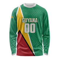 Guyana Basketball Custom Long Sleeve Shirt Tropical Leaves Flag Style