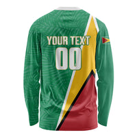 Guyana Basketball Custom Long Sleeve Shirt Tropical Leaves Flag Style