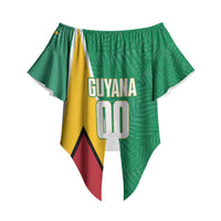 Guyana Basketball Custom Off Shoulder Wrap Waist Top Tropical Leaves Flag Style