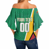 Guyana Basketball Custom Off Shoulder Wrap Waist Top Tropical Leaves Flag Style