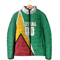 Guyana Basketball Custom Padded Jacket Tropical Leaves Flag Style