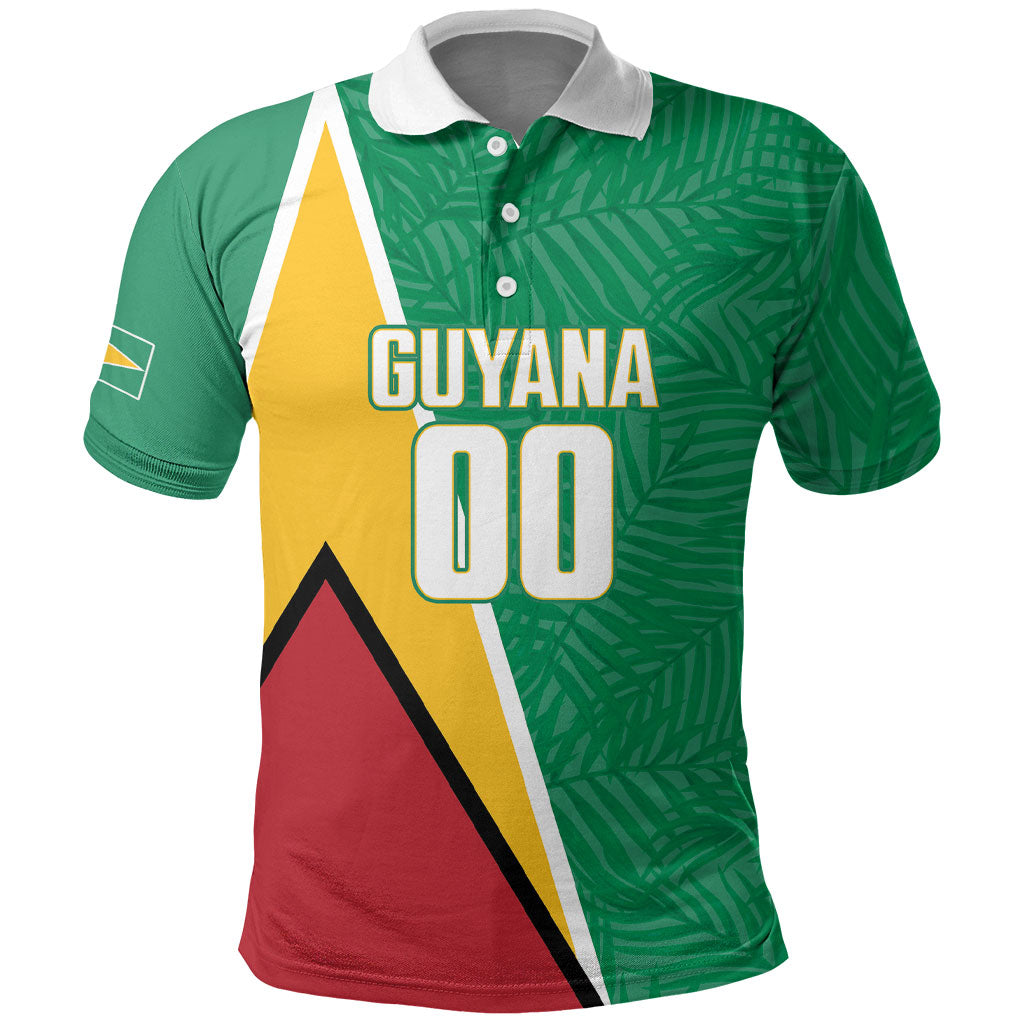 Guyana Basketball Custom Polo Shirt Tropical Leaves Flag Style