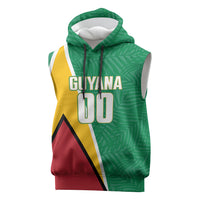 Guyana Basketball Custom Sleeveless Hoodie Tropical Leaves Flag Style